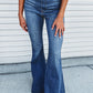 Elastic High Waist Flare Jeans