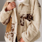 Leopard Patchwork Snap Buttons Sherpa Jacket