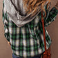 Plaid Print Chest Pocket Buttoned Hooded Shacket