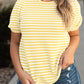 Stripe Short Puff Sleeve Plus Size Jumper