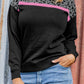 Leopard Colorblock Long Sleeve Plus Size Top