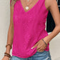 Embroidery Patterned Knotted Straps V Neck Tank Top
