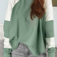 Ribbed Colorblock Patchwork Raglan Long Sleeve Top