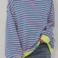 Stripe Oversized Contrast Trim Pullover Sweatshirt
