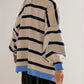 Colorblock Drop Shoulder Buttoned Loose Cardigan