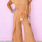 Stripe Rainbow Tee Tasseled String Wide Leg Pants Set