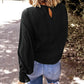 Crew Neck Ruffle Bubble Sleeve Top