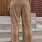 Drawstring High Waist Pleated Wide Leg Pants