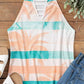 Coconut Tree Striped Keyhole Neck Tank Top