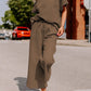 Textured Loose Fit T Shirt and Drawstring Pants Set