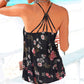 Floral Spaghetti Straps Strappy Back Tank Top