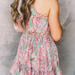 Pink Paisley Print One Shoulder Lace-up High Waist Mini Dress