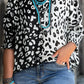 Plus Size Contrast Leopard Half Sleeve Blouse