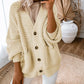 Chunky Textured Knit Pocketed V Neck Cardigan