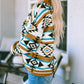 Aztec Striped Knit Ribbed Trim Sweater