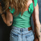 Ruffled Wide Straps Slim Tank Top