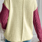 Tan Colorblock Patched Pocket Drop Shoulder Sweater