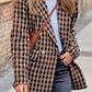 Tweed Plaid Pattern Double Breasted Blazer