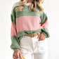 Colorblock Drop Shoulder Pullover Loose Sweater