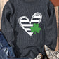 Heart & Clover Print Corded St. Patrick\'s Day Sweatshirt