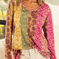 Floral Leopard Mixed Print V Neck Long Sleeve Tee