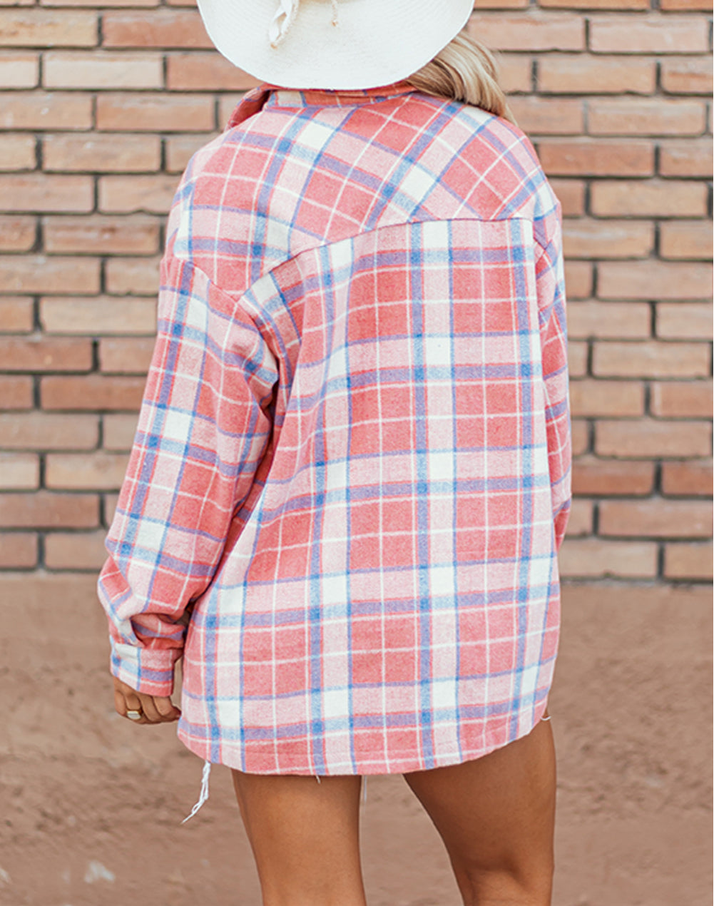 Plaid Flap Pocket Button Up Shacket