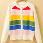 Stripe Colorful Pattern Button Front Sweater Cardigan