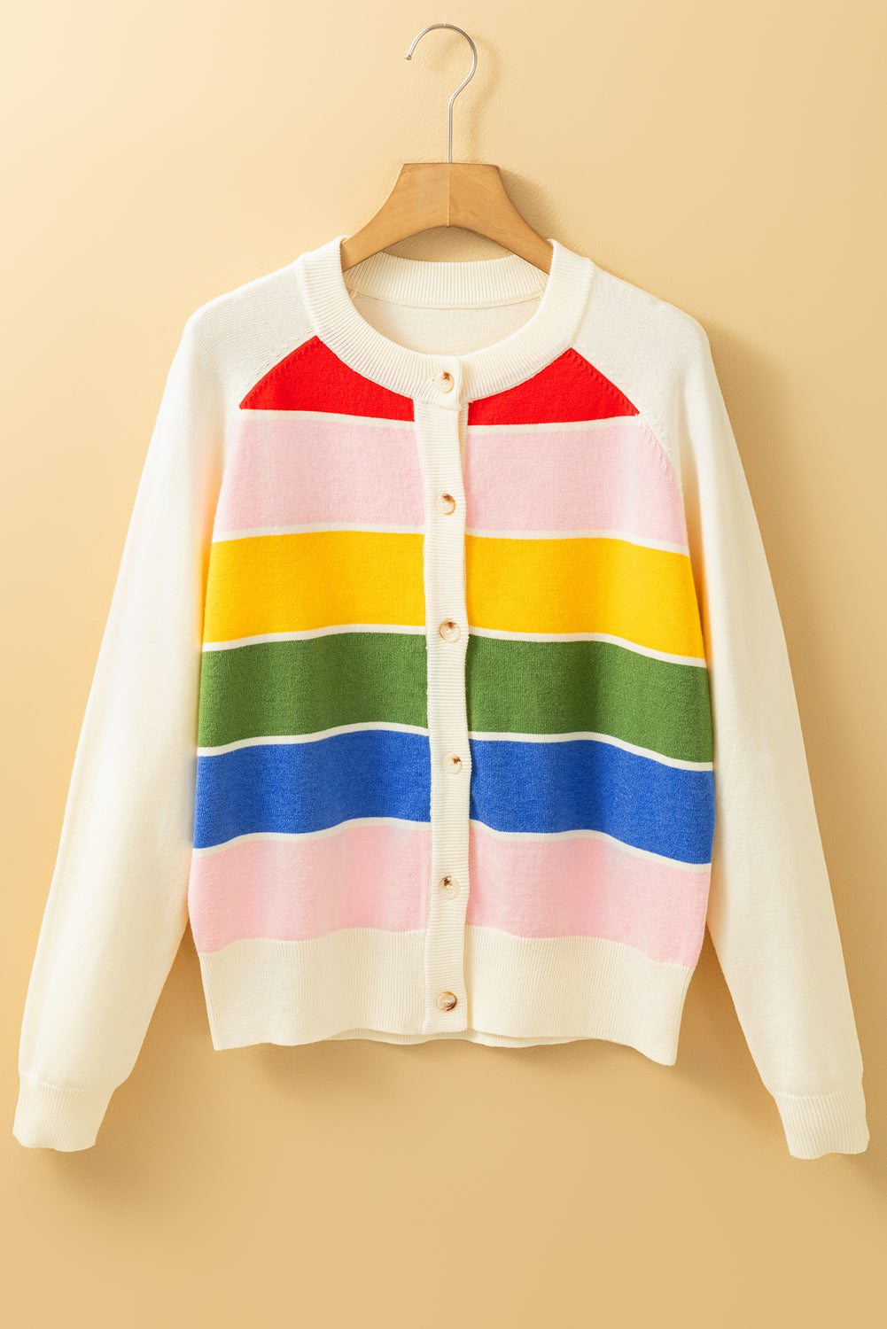 Stripe Colorful Pattern Button Front Sweater Cardigan