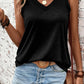 Black Ribbed V Neck Tank