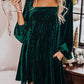 Tie Back Square Neck Velvet Babydoll Dress