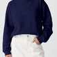 Solid Fleece Lined Drop Shoulder Terry Sweatshirt