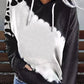 Cow Tie Dye Print Pocketed Drawstring Pullover Hoodie