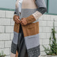 Multicolor Colorblock Open Front Long Knit Cardigan
