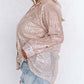 Sequin Long Sleeve Button-Up Plus Size Shirt