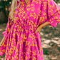 Floral Print Drawstring Tunic Flowy Short Dress