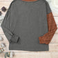 V Neck Color Block Patchwork Loose Pullover