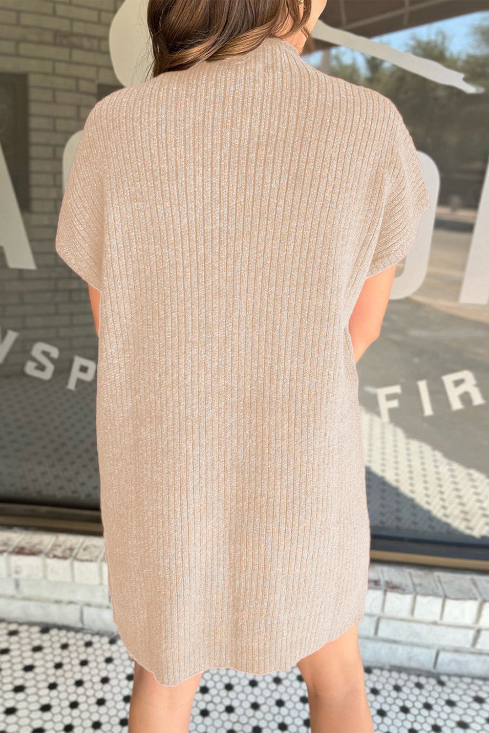 Knit Short Sleeve Sweater Dress