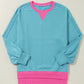 Colorblock Patchwork Crew Neck Loose Sweatshirt