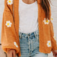 Flower Applique Bubble Sleeve Cardigan