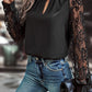 Keyhole Neckline Floral Lace Raglan Sleeve Blouse