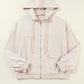 Corduroy Drawstring Hooded Pocket Zip Up Jacket