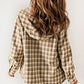 Plaid Pattern Sherpa Lined Hooded Shacket