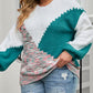 Scalloped Color Block Plus Size Sweater