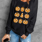 Floral Pumpkin Graphic Round Neck Halloween Sweatshirt