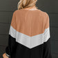 Color Block Corded Texture Long Sleeve Top