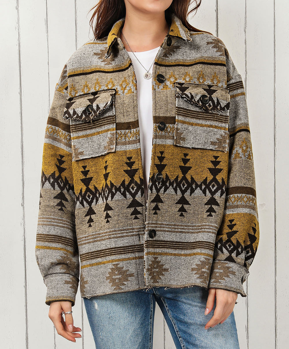 Brown Western Aztec Print Jacket