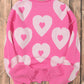 Pearl Beaded Heart Drop Shoulder Sweater