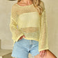 Open Knit Crochet Bell Sleeve Tunic Sweater