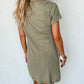 Folded Sleeve Twisted Mini T-Shirt Dress