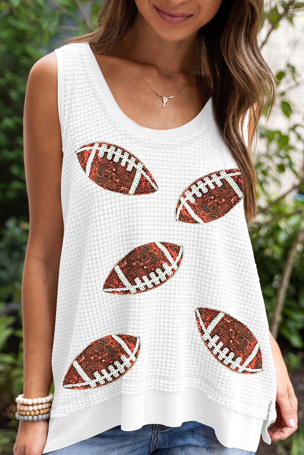 Sequin Rugby Waffle Knit Tank